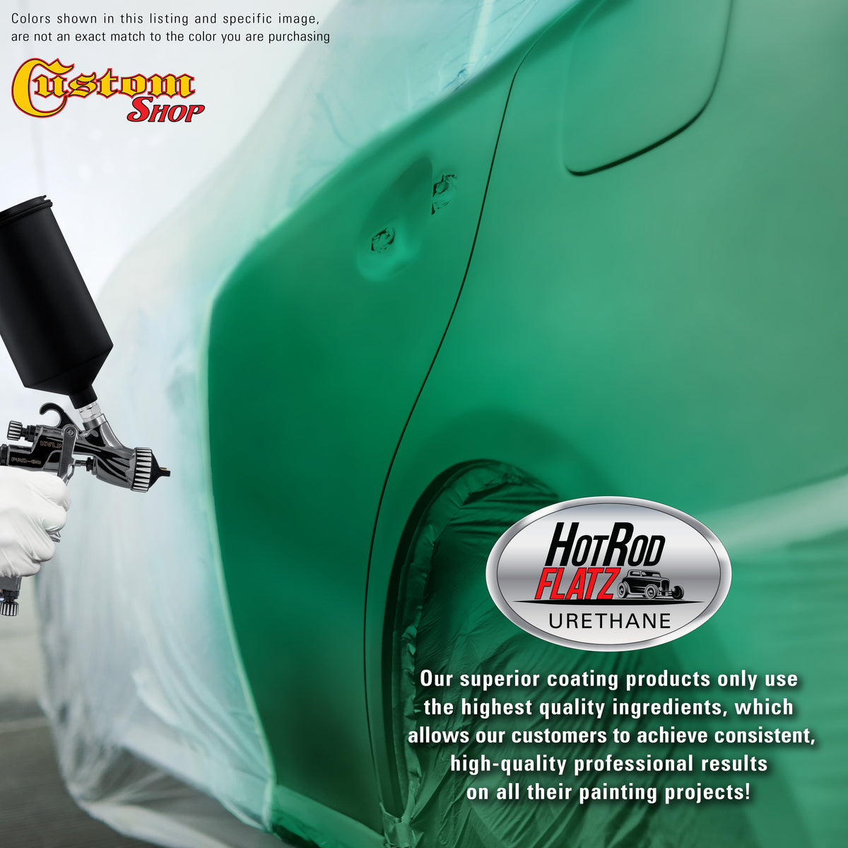 Emerald Green Metallic - Hot Rod Flatz Flat Matte Satin Urethane Auto Paint - Complete Gallon Paint Kit