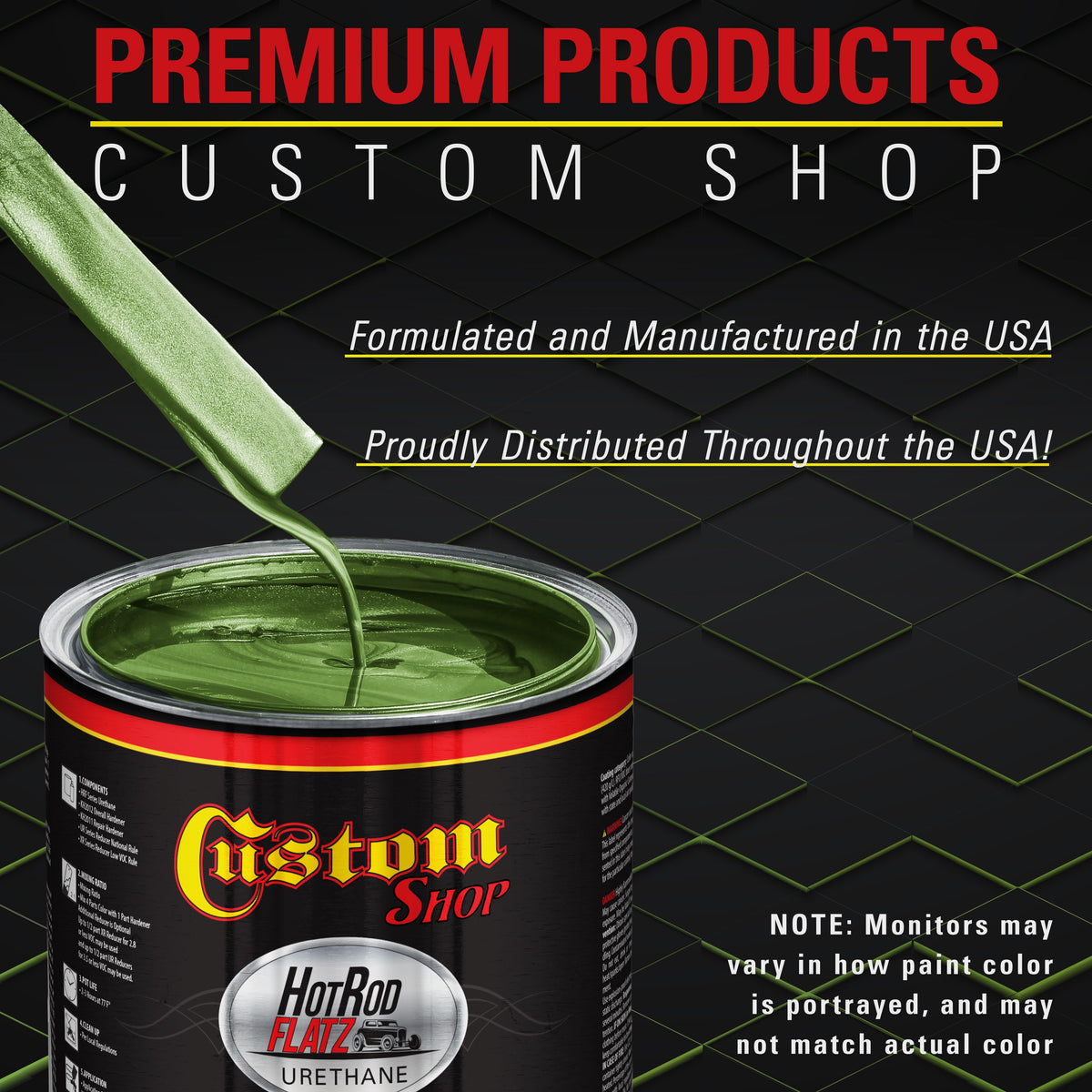 Firemist Lime - Hot Rod Flatz Flat Matte Satin Urethane Auto Paint - Complete Quart Paint Kit Coating