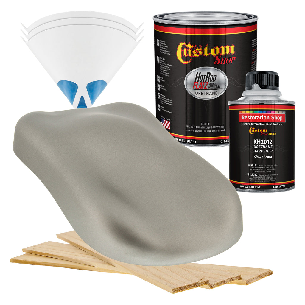Firemist Pewter Silver - Hot Rod Flatz Flat Matte Satin Urethane Auto Paint - Complete Quart Paint Kit