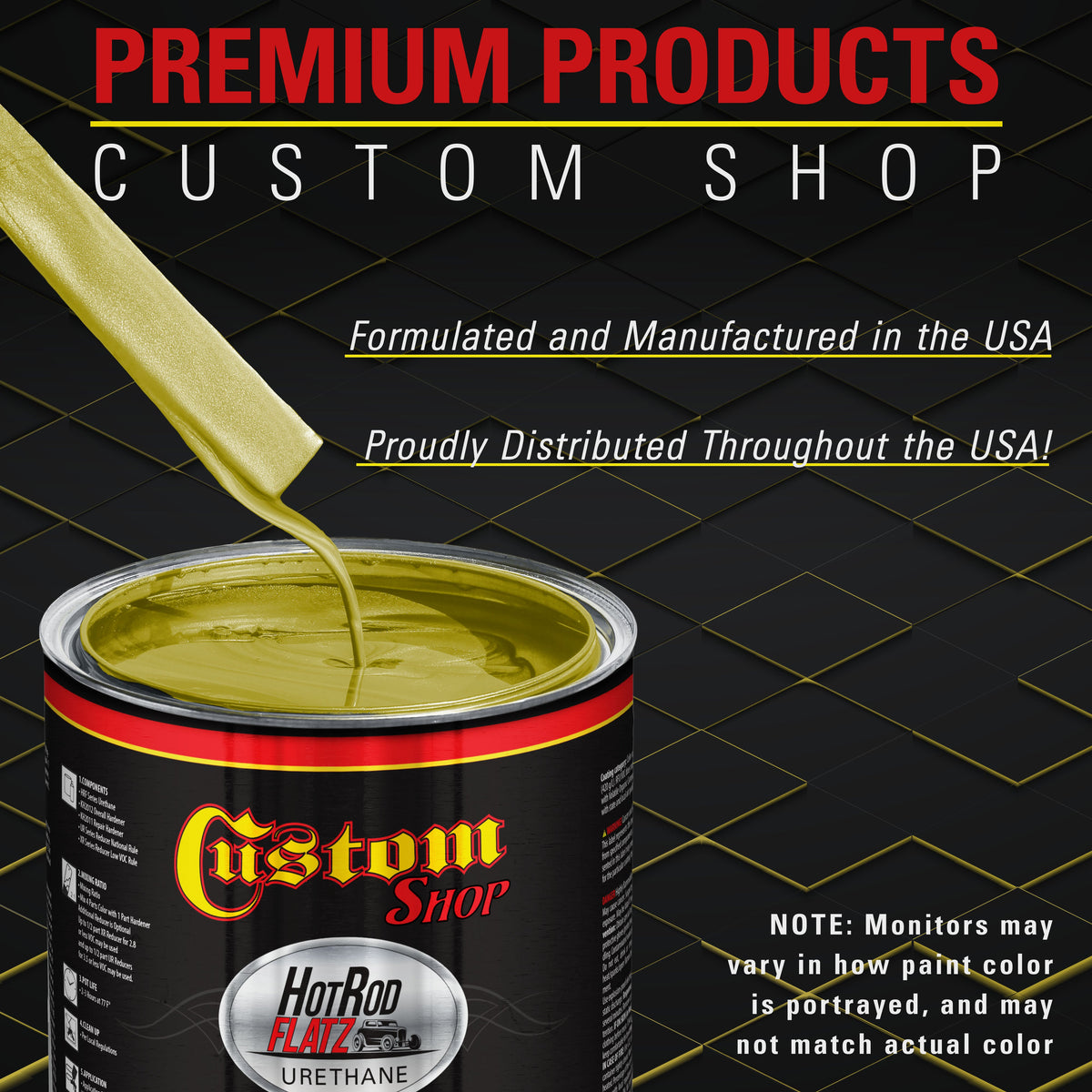 Saturn Gold Firemist - Hot Rod Flatz Flat Matte Satin Urethane Auto Paint - Complete Quart Paint Kit