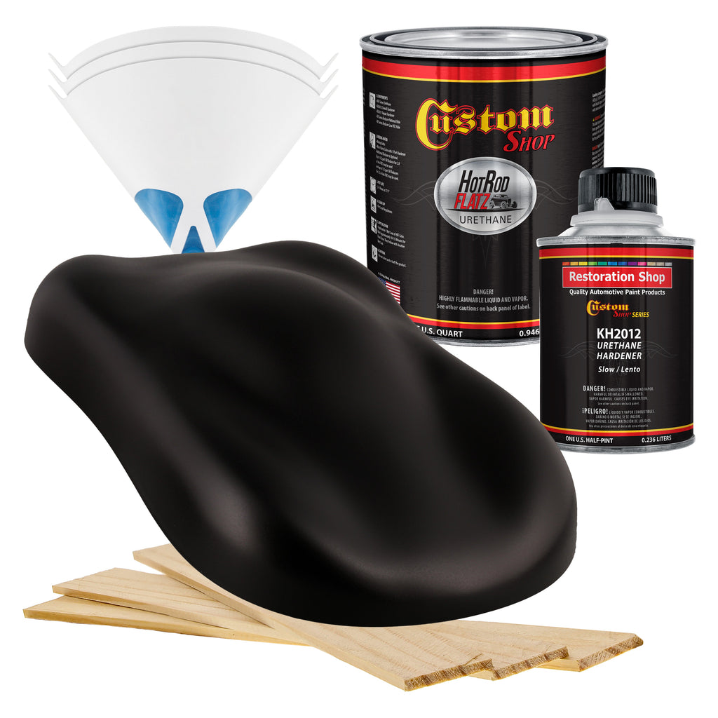 Muscle Car Texture Black - Hot Rod Flatz Flat Matte Satin Urethane Auto Paint - Complete Quart Paint Kit