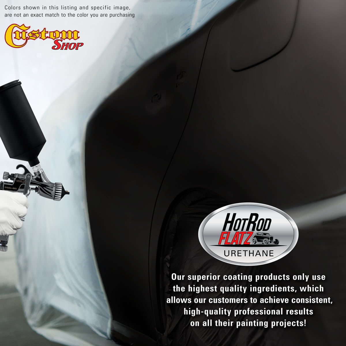 Muscle Car Texture Black - Hot Rod Flatz Flat Matte Satin Urethane Auto Paint - Complete Quart Paint Kit