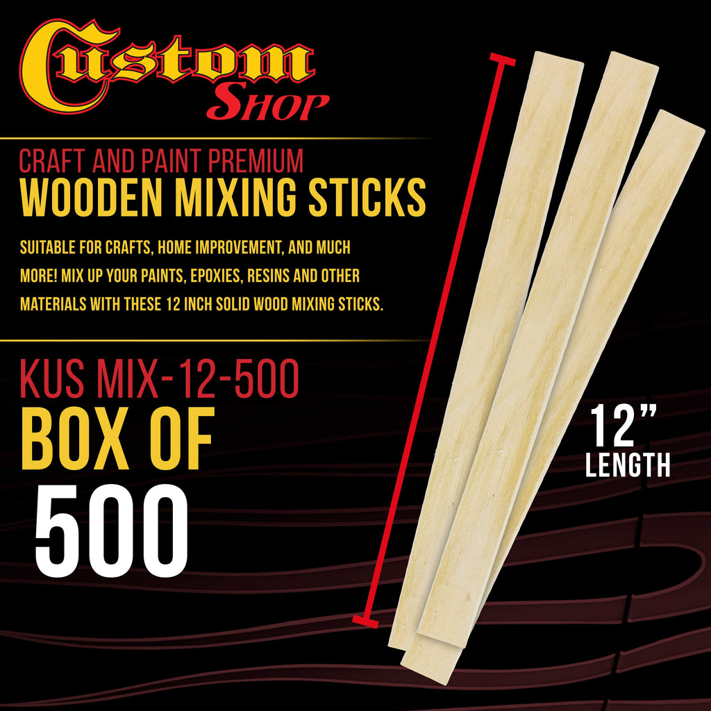 Craft and Paint Sticks - (Pack of 500 Sticks) 12" Inch Premium Grade Wood Stirrers/Paddles - Use for Wood Crafts -to Mix Epoxy Resin or Paint -Garden