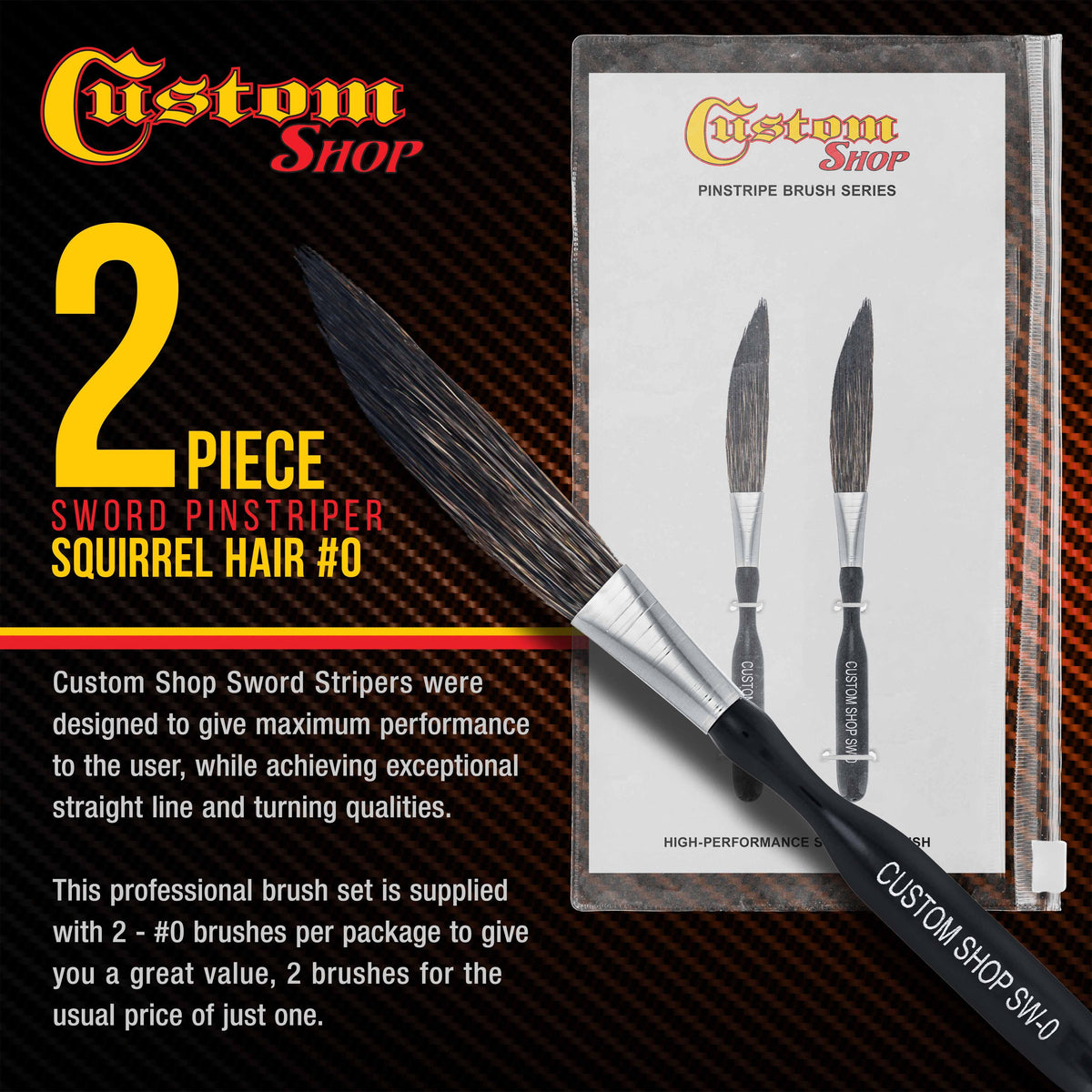 SW-0 Sword Pinstriper #0 - 2" Squirrel Hair (Pack of 2)