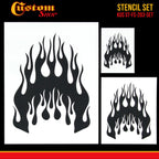 Airbrush Flame Licks Stencil Set (Flame Licks Design #1 in 3 Scale Sizes) - Laser Cut Reusable Templates