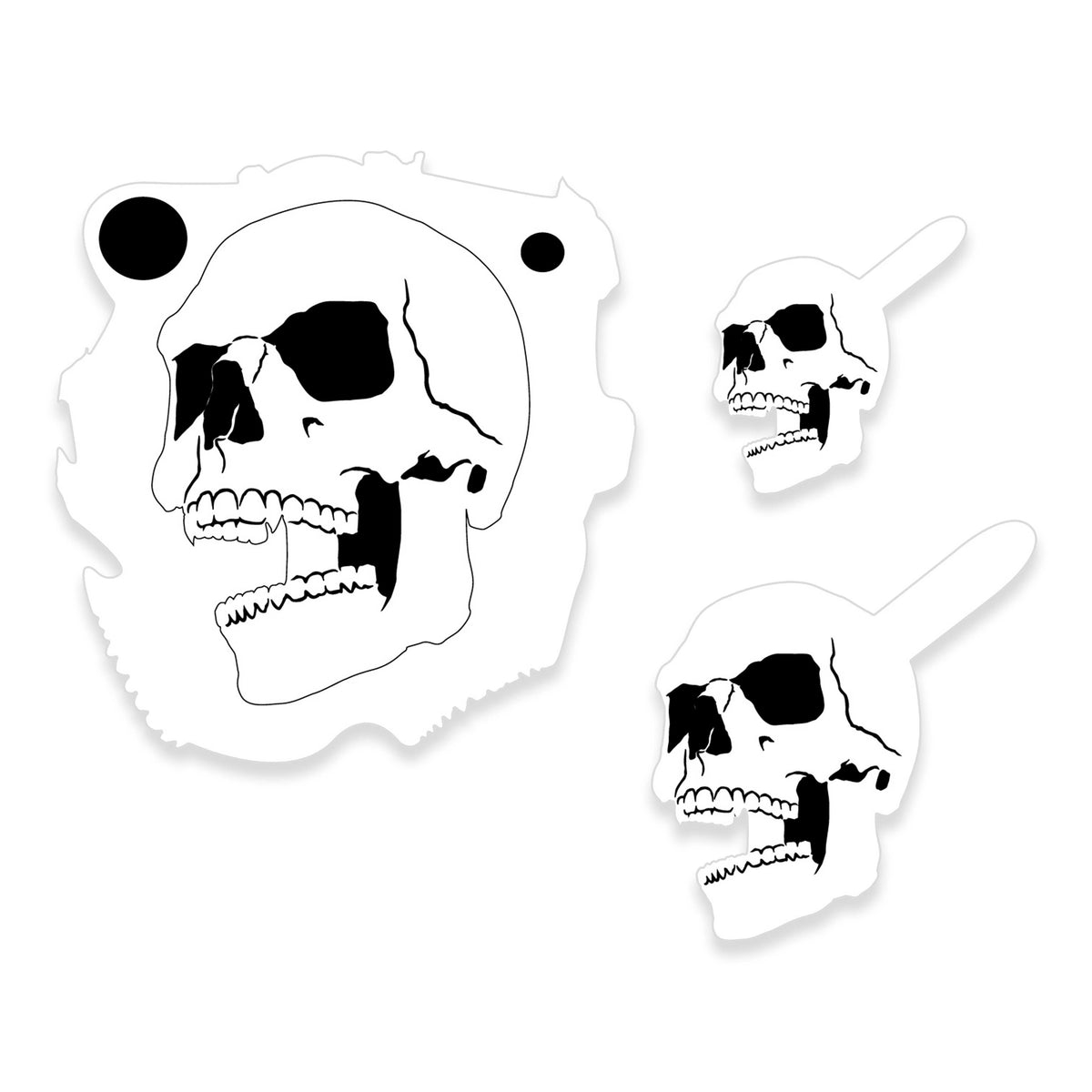 Airbrush Stencil Skull Design Set #4 (3 Different Scale Sizes) - 3 Laser Cut Reusable Templates