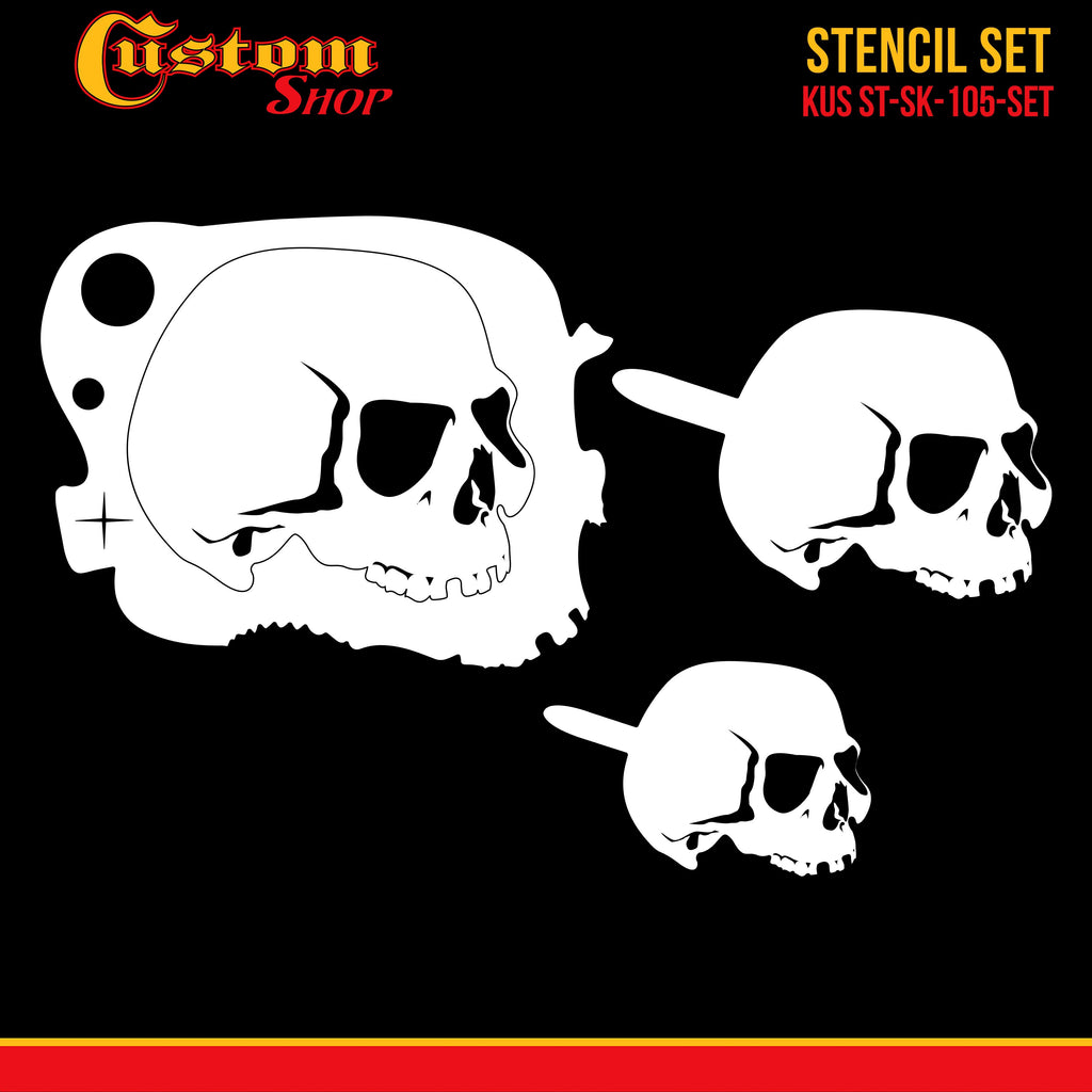 Airbrush Stencil Skull Design Set #5 - 3 Laser Cut Reusable Templates