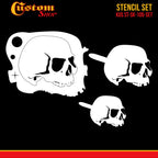 Airbrush Stencil Skull Design Set #5 - 3 Laser Cut Reusable Templates