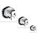 Airbrush Skeleton Skull Indian Chief Stencil Set (Skull Design #12 in 3 Scale Sizes) - Laser Cut Reusable Templates