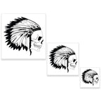 Airbrush Skeleton Skull Indian Chief Stencil Set (Skull Design #12 in 3 Scale Sizes) - Laser Cut Reusable Templates