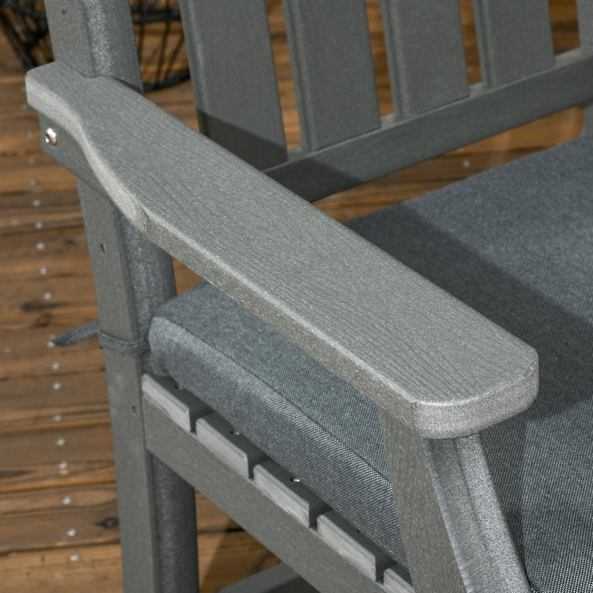 6-Seater Outdoor Dining Set with Loveseat, Umbrella Hole & Cushioned Seating, Dark Gray