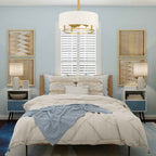 KAITI Fandelier 20" Drum Shade Ceiling Fan - Aged Brass
