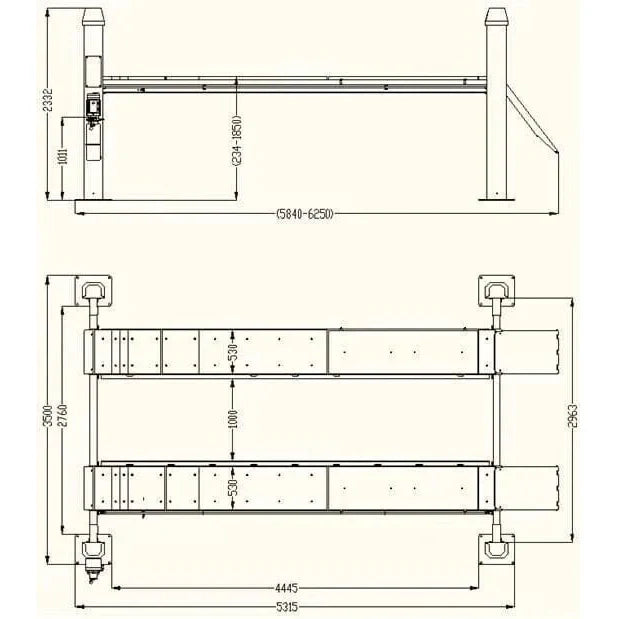 Katool KT-4H150 15,000 lb 4-Post Alignment Lift (RJ-60 Rolling Jack Included)