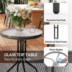 Compact 3-Piece Bistro Set with Stackable Chairs & Glass Table, Beige