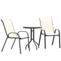 Compact 3-Piece Bistro Set with Stackable Chairs & Glass Table, Beige