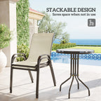 Compact 3-Piece Bistro Set with Stackable Chairs & Glass Table, Beige