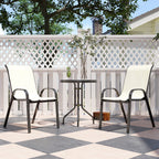 Compact 3-Piece Bistro Set with Stackable Chairs & Glass Table, Beige