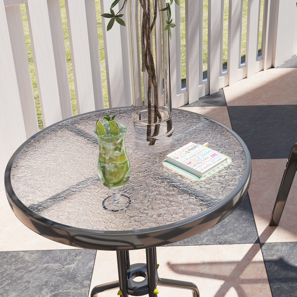 Compact 3-Piece Bistro Set with Stackable Chairs & Glass Table, Beige