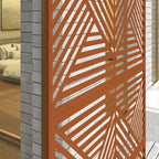 78" x 48" Metal Outdoor Privacy Screen with Stand, Rhombus Design Brown Climbing Plant Trellis