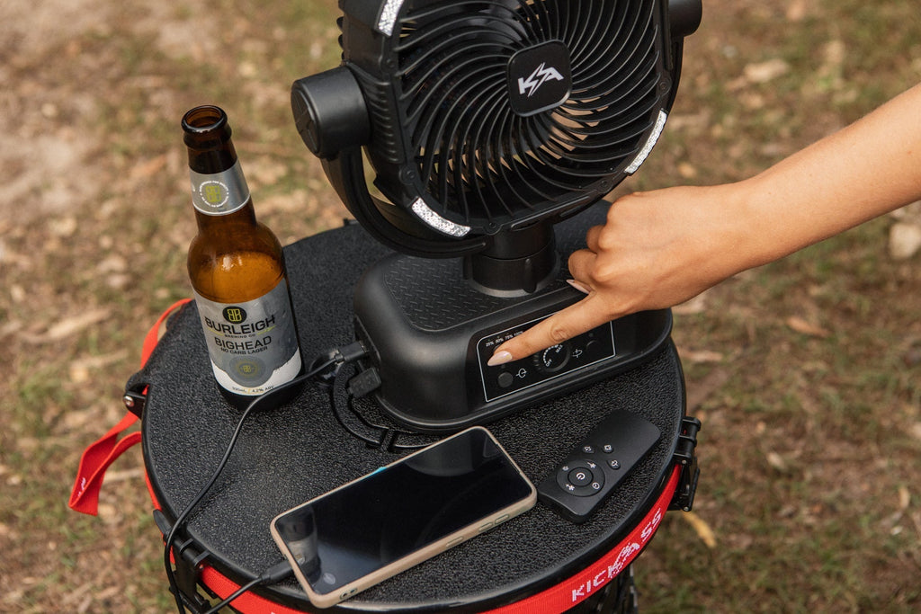 Kickass 360° Oscillating 20,000mAh Camping Fan with Power Bank & Light