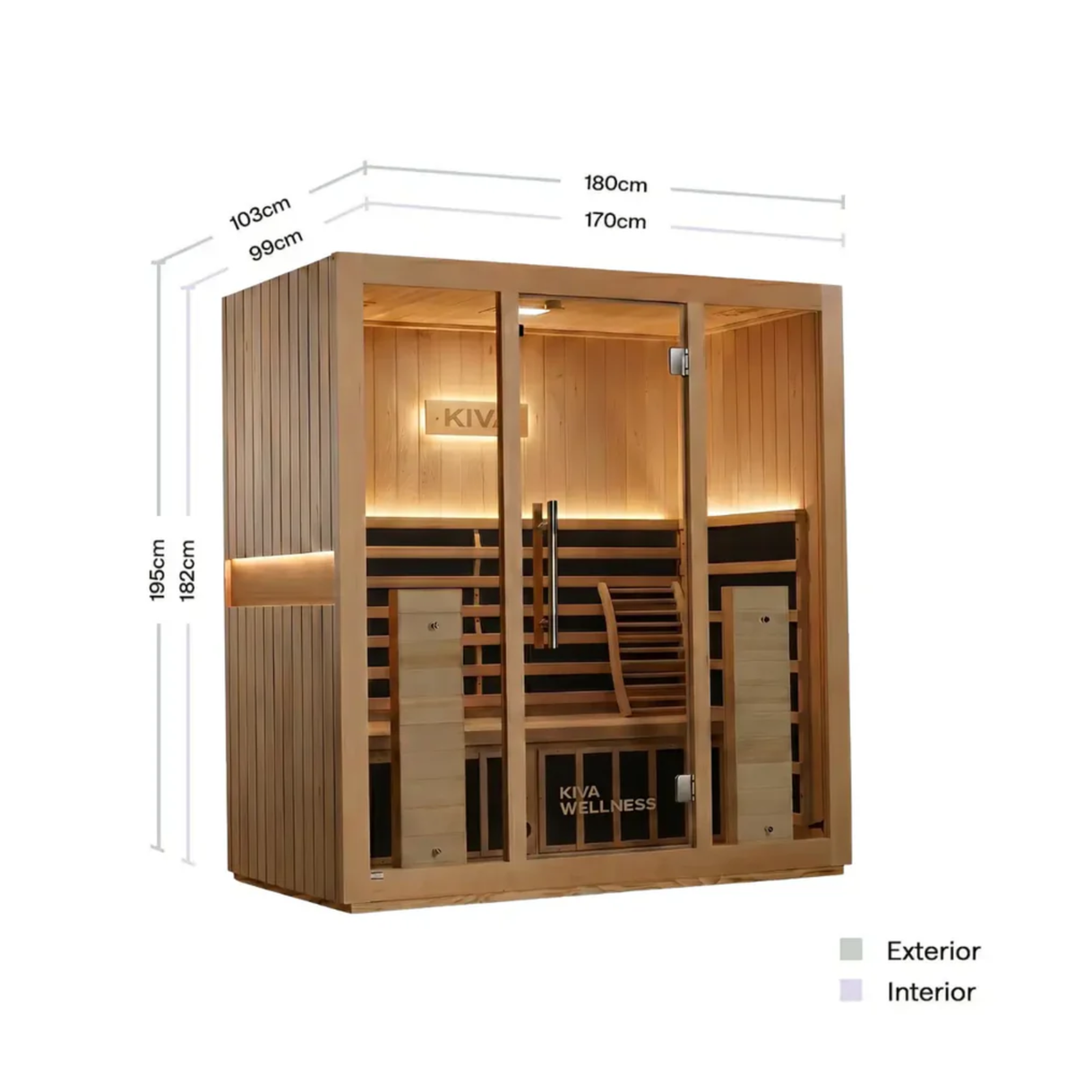 Kiva Radiance™ Pro 4 Person Full Spectrum Infrared Sauna – Smart Wifi Control
