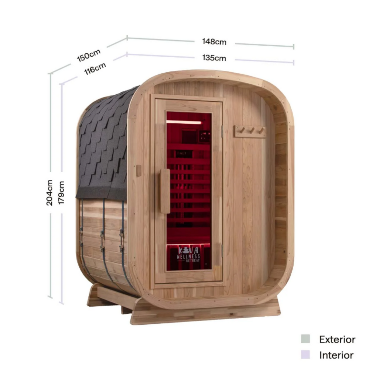 Kiva Retreat™ 2–3 Person Outdoor Full Spectrum Infrared Sauna & Red Light Therapy Panel Bundle