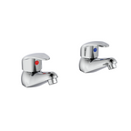 Luton Pair of Round Basin Pillar Taps - Chrome