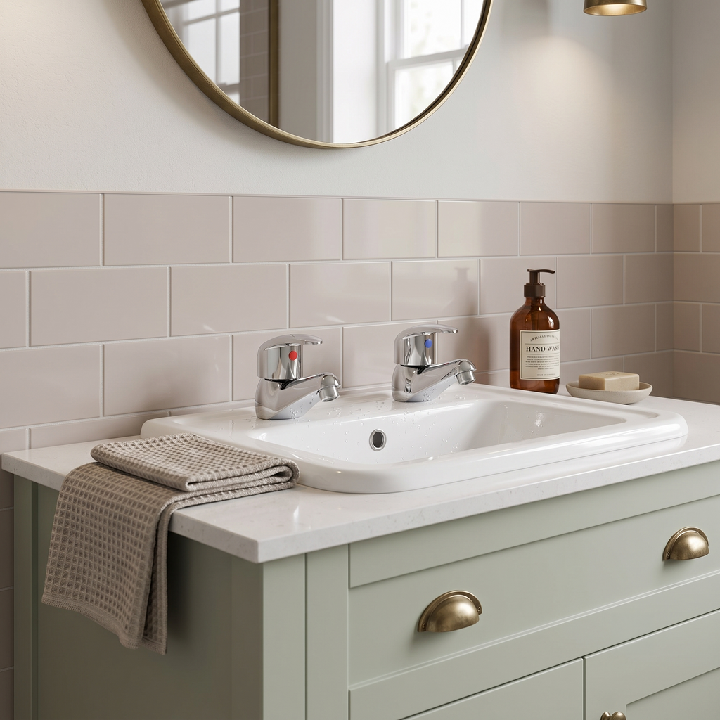 Luton Pair of Round Basin Pillar Taps - Chrome