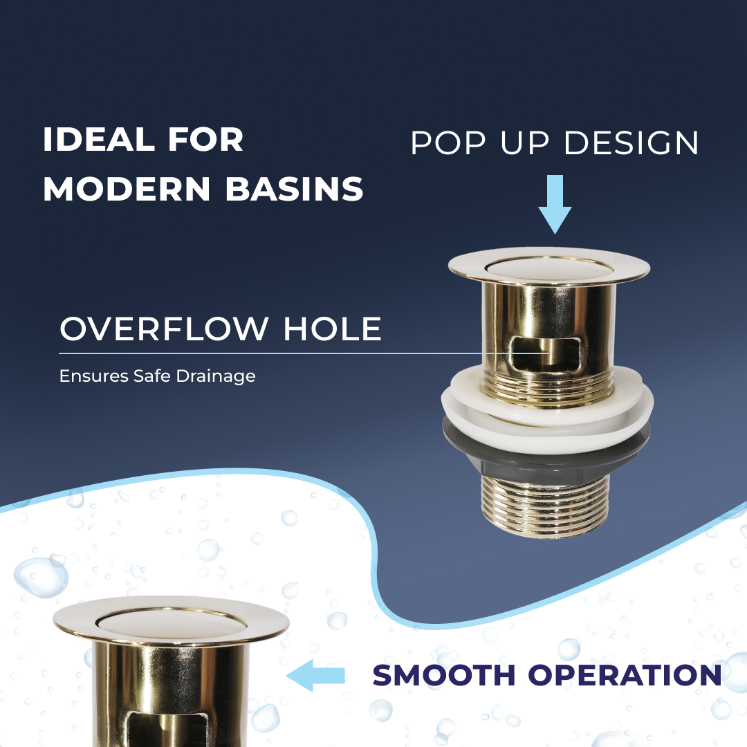 Lagoon Soft Square Basin Mixer Tap with Push Button Waste