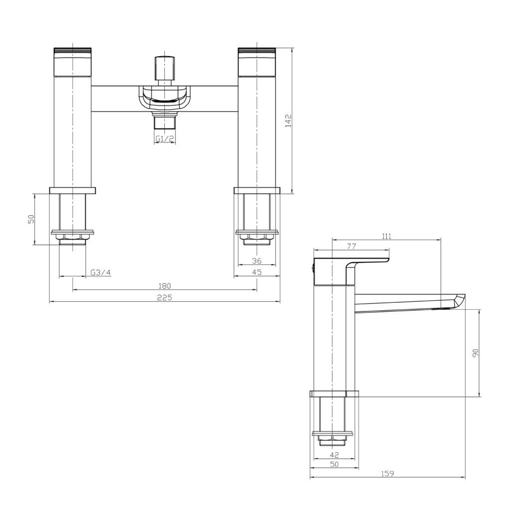 Lagoon Soft Square Bath Shower Mixer Tap