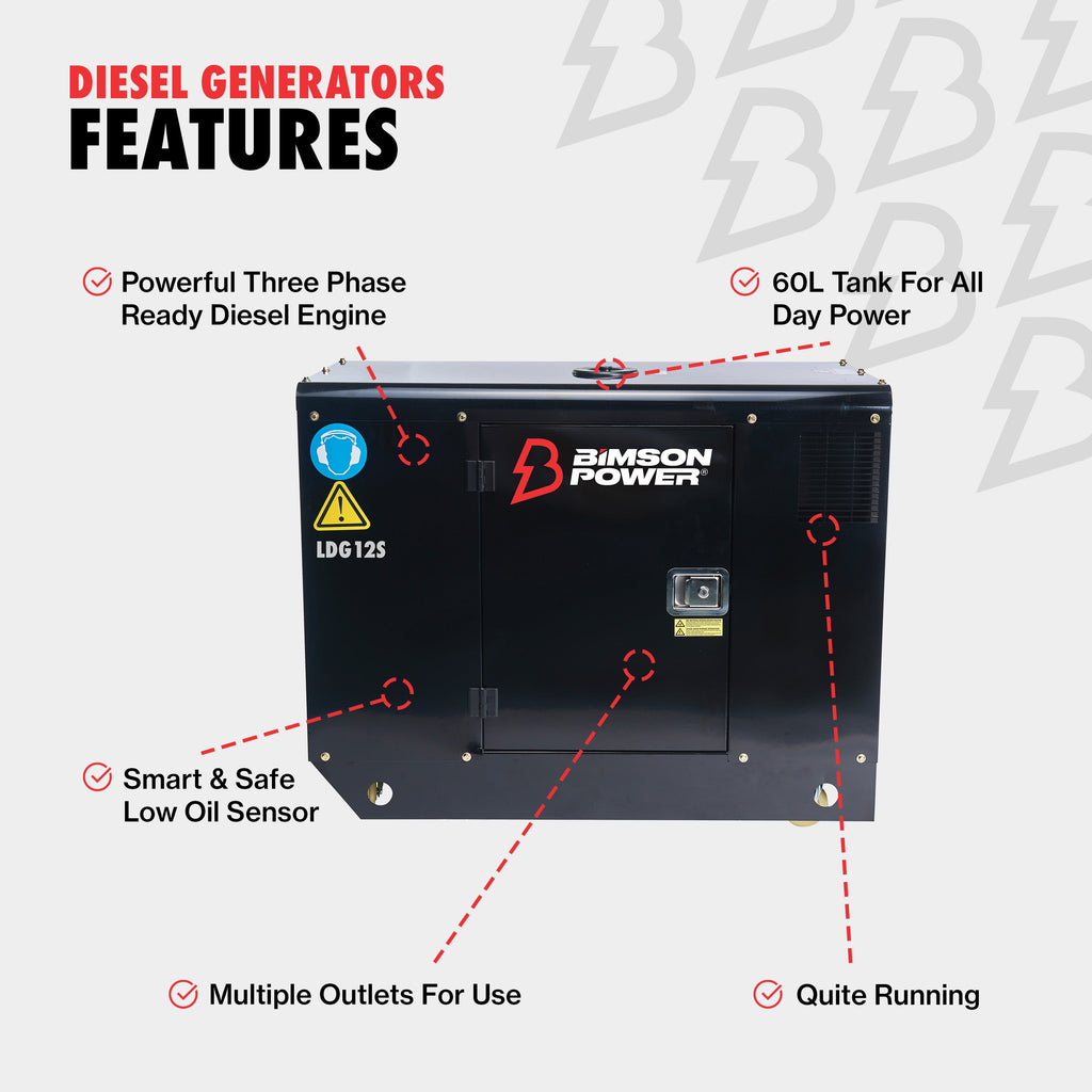 Bimson Power 12.5 kVA 3 Phase Diesel Generator - Wireless Start