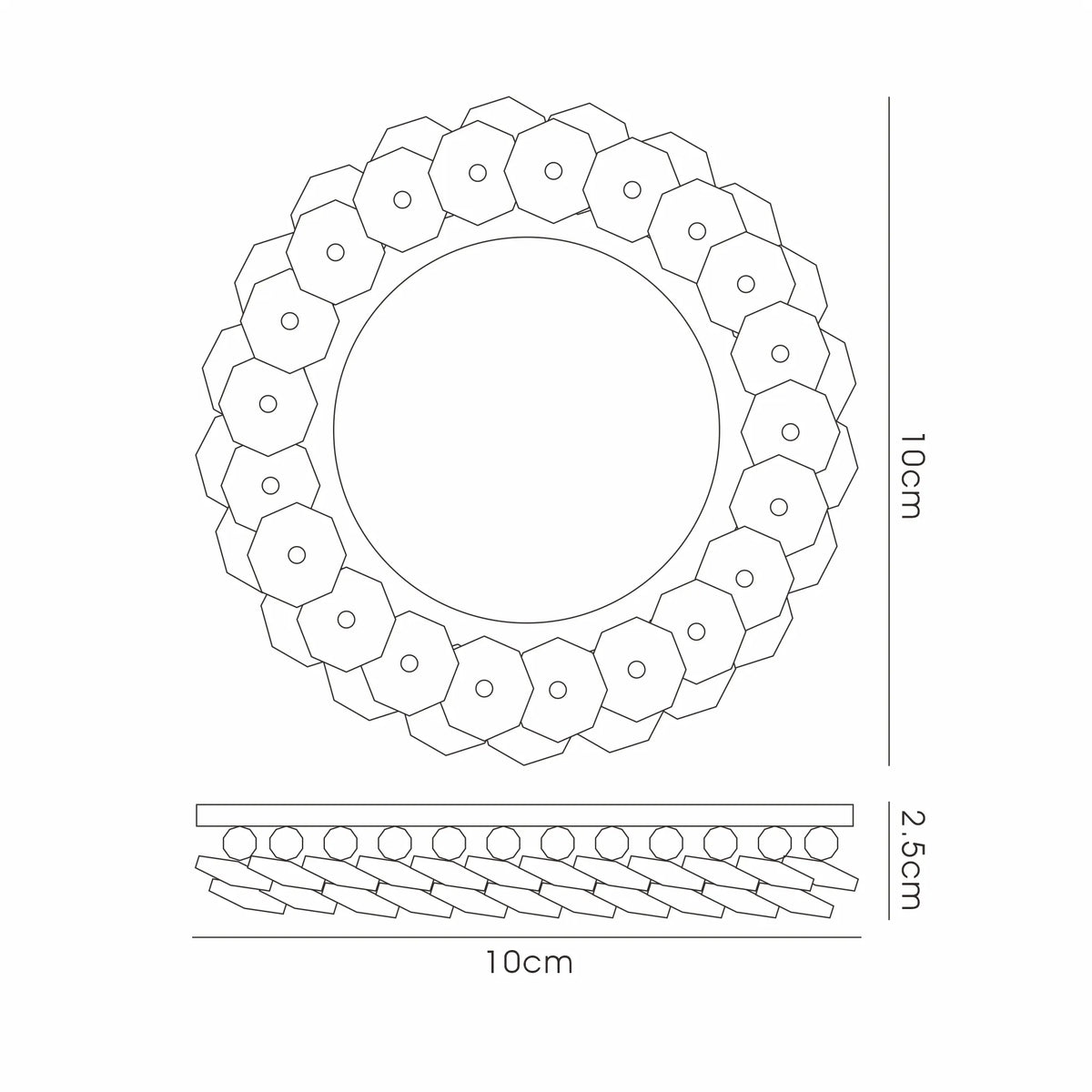 Crystal Cluster Downlight Round Rim Only French Gold/Clear