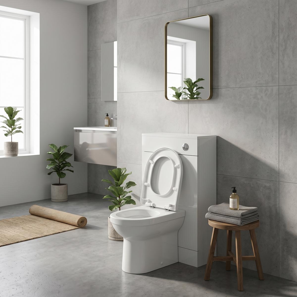 Basics Rimless Back to Wall Toilet with Soft Close Seat - White