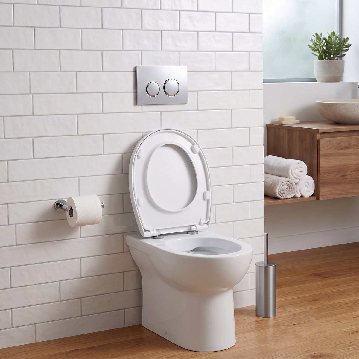 Basics Rimless Back to Wall Toilet With Soft Close Seat - White
