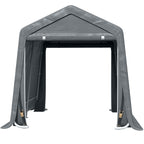7.9' x 6.6' Garden Storage Tent, Heavy Duty Bike Shed, Patio Storage Shelter w/ Metal Frame and Double Zipper Doors, Dark Grey
