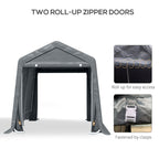 7.9' x 6.6' Garden Storage Tent, Heavy Duty Bike Shed, Patio Storage Shelter w/ Metal Frame and Double Zipper Doors, Dark Grey