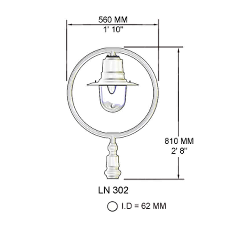 Classic railway lantern - 62mm inside diameter (LN302)