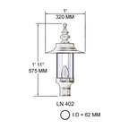 Georgian style lantern in cast iron - 62mm inside diameter (LN402)