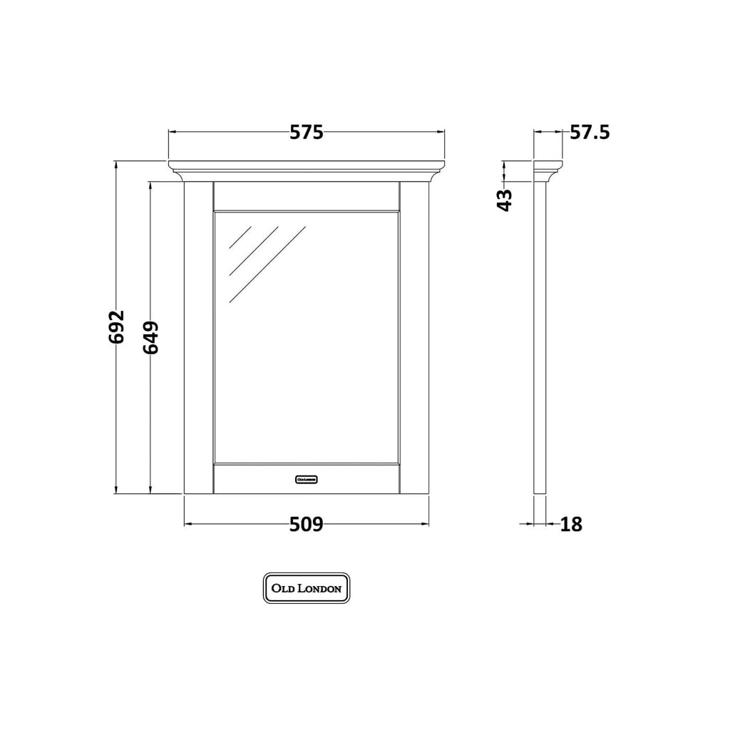 Woodgrain Non Illuminated Mirror - 600mm x 694mm