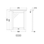 Woodgrain Non Illuminated Mirror - 600mm x 694mm