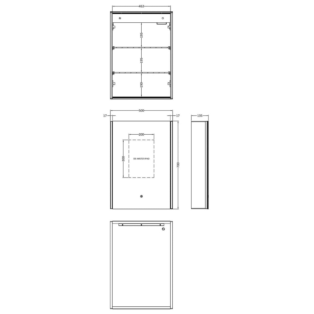 Root Illuminated Mirror Cabinet - 700mm x 500mm