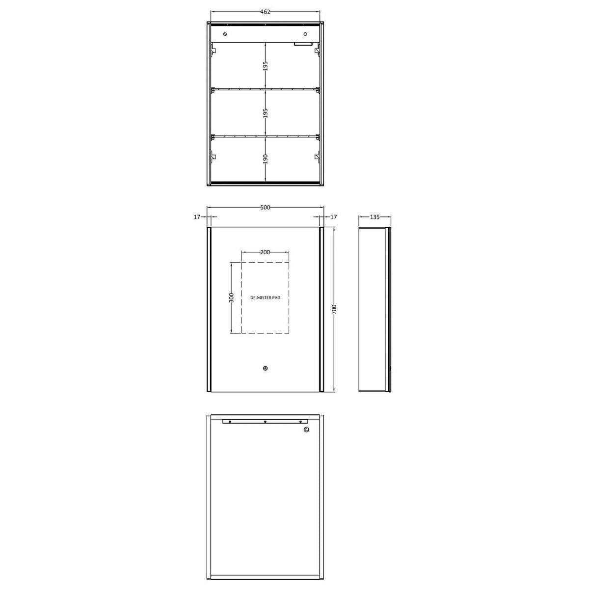 Root Illuminated Mirror Cabinet - 700mm x 500mm