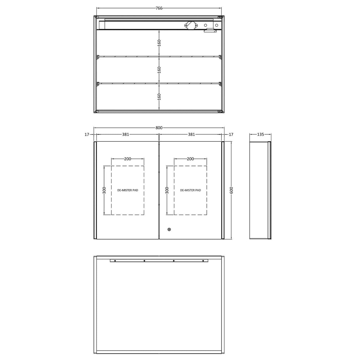 Drift Illuminated Mirror Cabinet - 600mm x 800mm