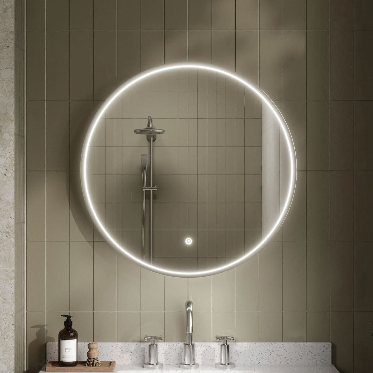 Vertex Inset Frame Round Illuminated Mirror