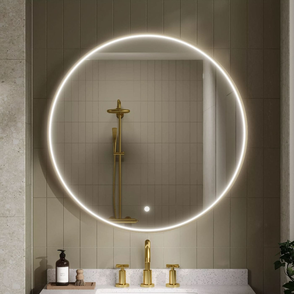 Vertex Inset Frame Round Illuminated Mirror
