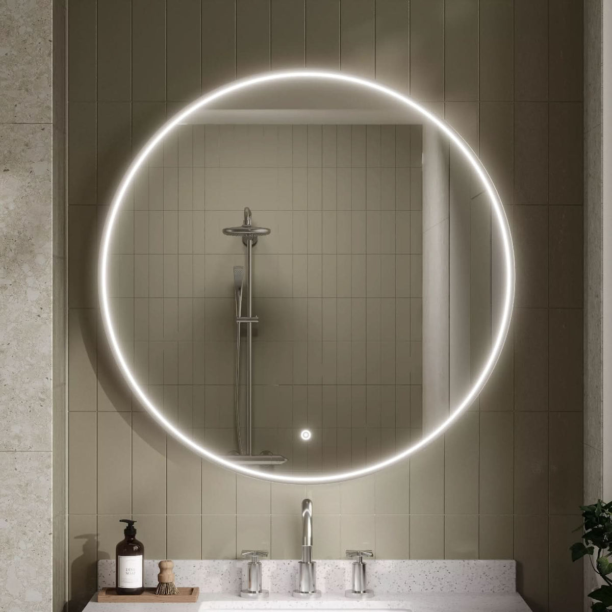 Vertex Inset Frame Round Illuminated Mirror