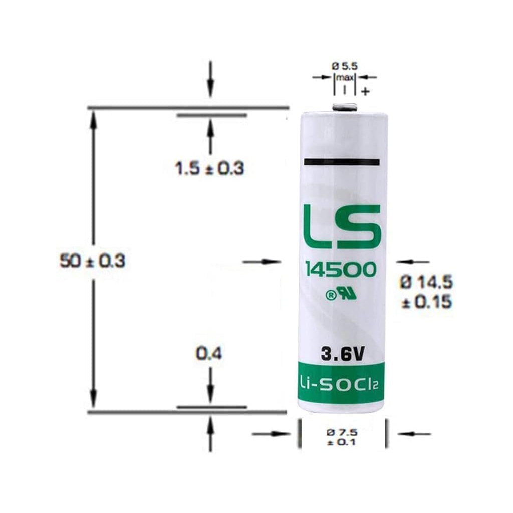 Saft LS14500 AA Lithium 3.6V Thionyl Chloride Battery - Bobbin Type (Non-Rechargeable)