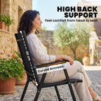Outsunny Folding Garden Chairs Set of 4, Foldable Garden Dining Chairs with High Back, Armrests, Texteline Seat, Black