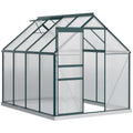 BloomGreen 6' x 8' x 6.5' Polycarbonate Greenhouse with Adjustable Roof Vent & Sliding Door, Green