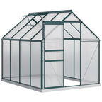 BloomGreen 6' x 8' x 6.5' Polycarbonate Greenhouse with Adjustable Roof Vent & Sliding Door, Green